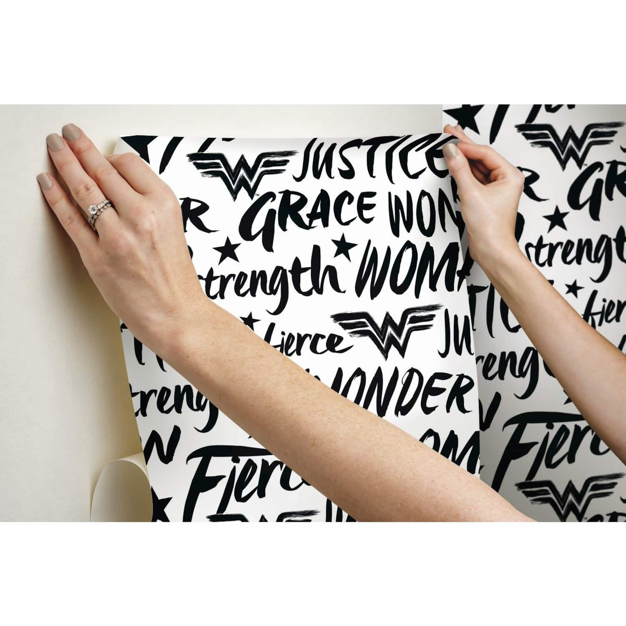 RoomMates Wonder Woman Script Peel & Stick Wallpaper